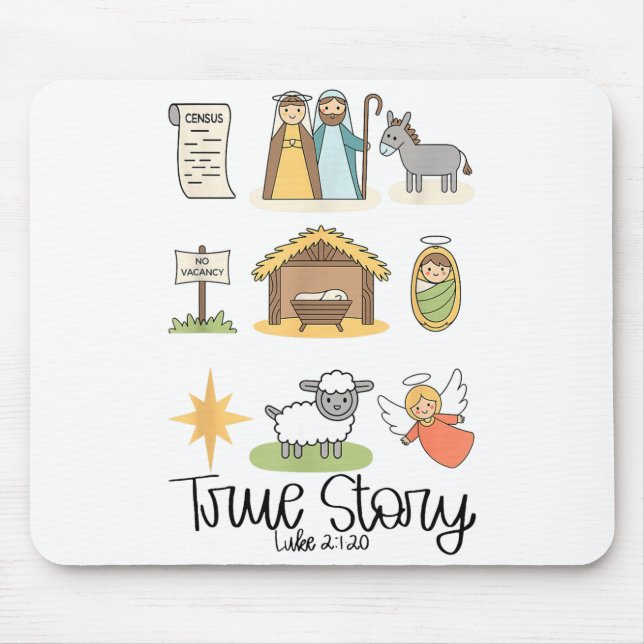 True Story Jesus Nativity Christian Christmas  Mousepad (Vorne)