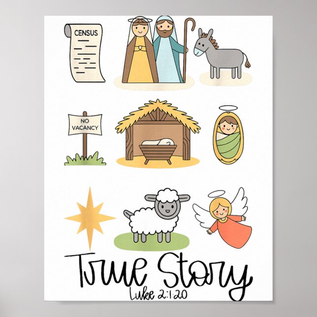 True Story Jesus Nativity Christian Christmas  Poster (Vorne)