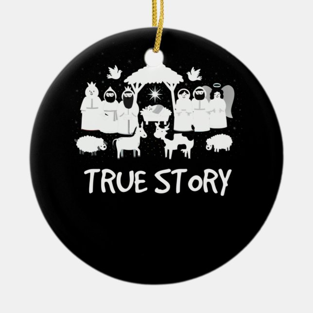 True Story Nativity Christmas Baby Jesus Manger Keramik Ornament (Vorne)