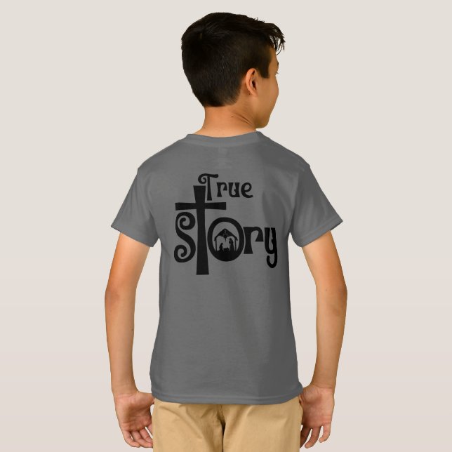 True Story Nativity Christmas Boy Girl Child T-Shirt (Schwarz voll)