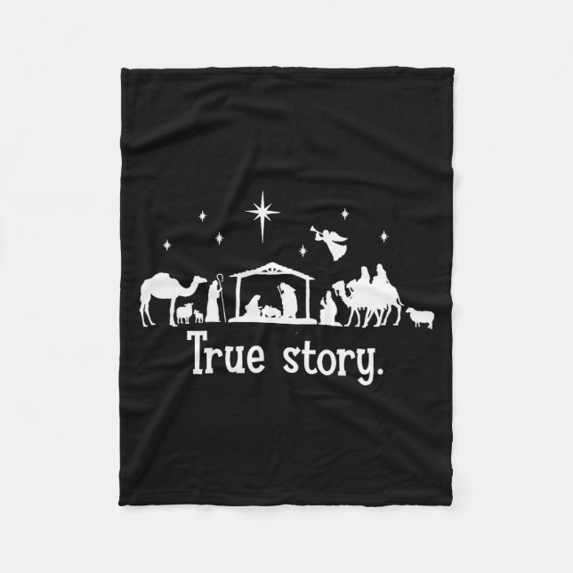 True Story Nativity Manger Christmas Baby Jesus Ki Fleecedecke (Vorderseite)