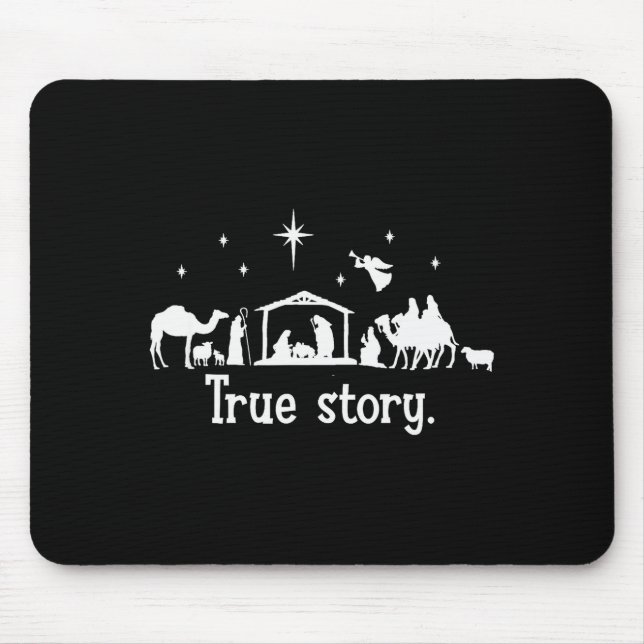 True Story Nativity Manger Christmas Baby Jesus Ki Mousepad (Vorne)