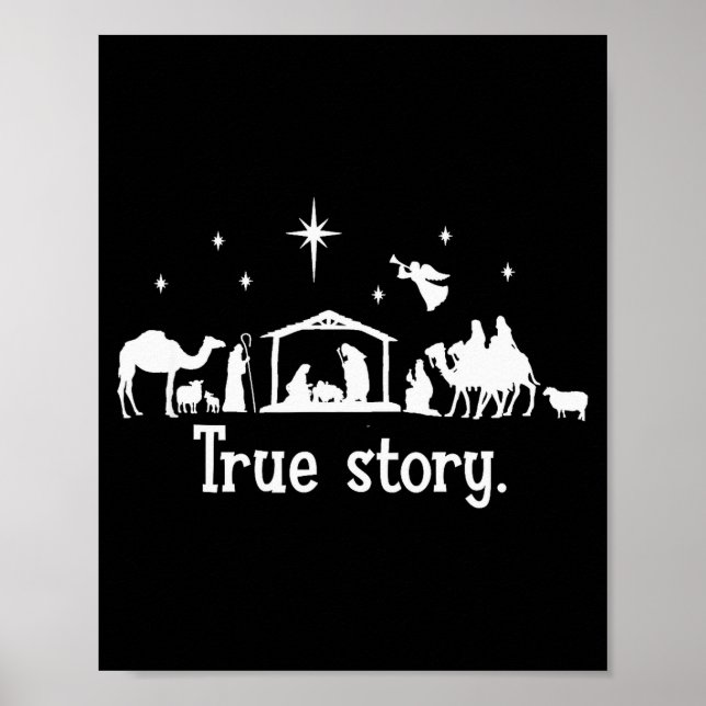 True Story Nativity Manger Christmas Baby Jesus Ki Poster (Vorne)