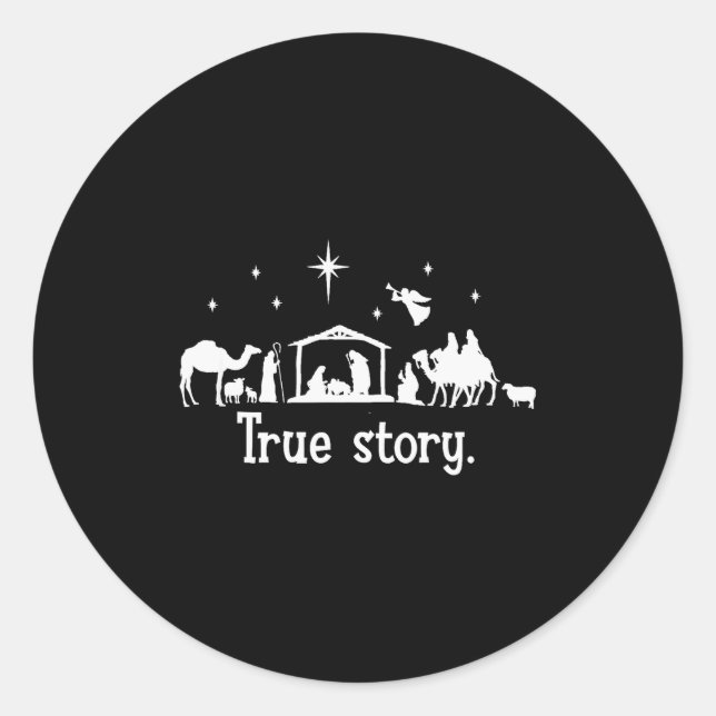 True Story Nativity Manger Christmas Baby Jesus Ki Runder Aufkleber (Vorderseite)