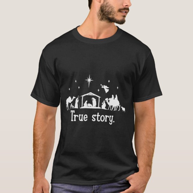 True Story Nativity Manger Christmas Baby Jesus Ki T-Shirt (Vorderseite)