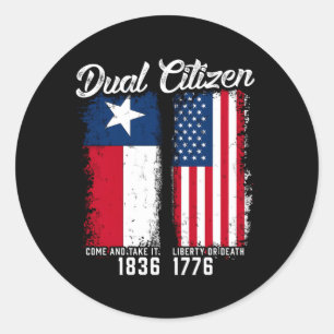 True Texan Dual Citizen Liebe Texas und Amerika Runder Aufkleber