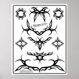True Tribal Tattoo Flash Sheet-Z06 Poster