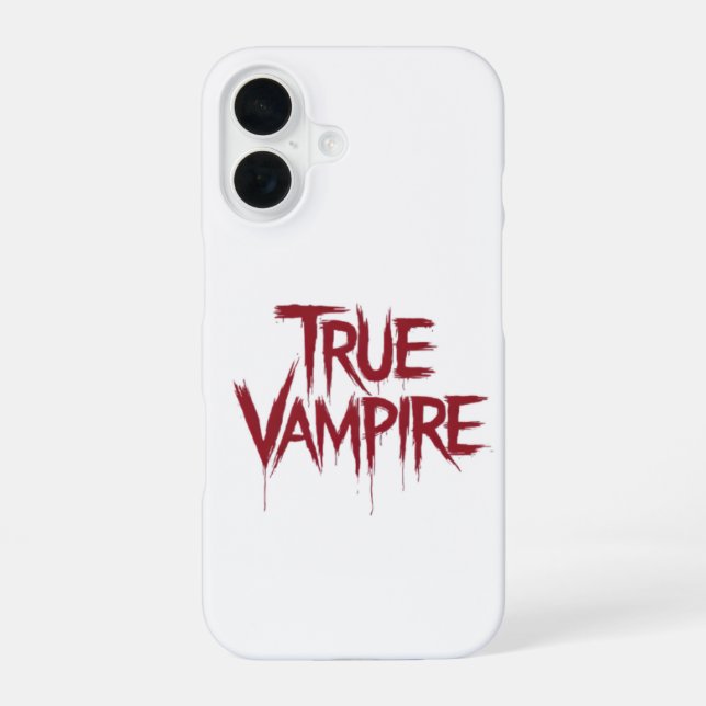True Vampire Gothic Dripping Blood Text Design iPhone 16 Hülle (Rückseite)