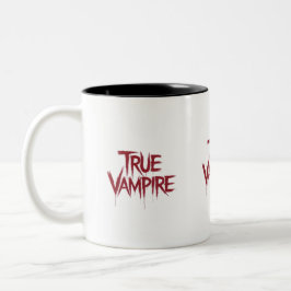 True Vampire Gothic Dripping Blood Text Design Zweifarbige Tasse
