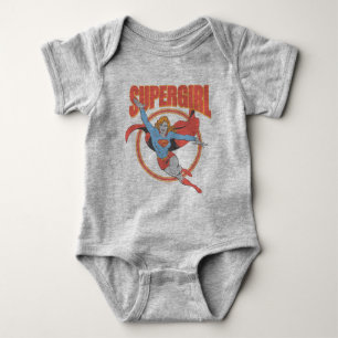True Vintag Supergirl Flying Graphic Baby Strampler
