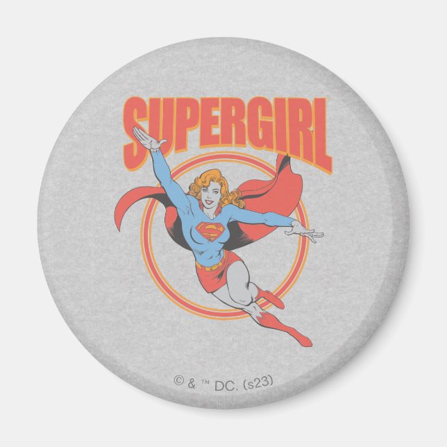 True Vintag Supergirl Flying Graphic Magnet (Vorne)