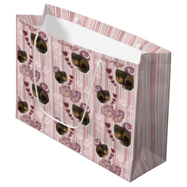 Trüffel-Streifen Große Geschenktüte (Vorderseite Schrägansicht)