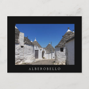 Trulli-Häuser, Alberobello, Puglia, schwarze Postk Postkarte