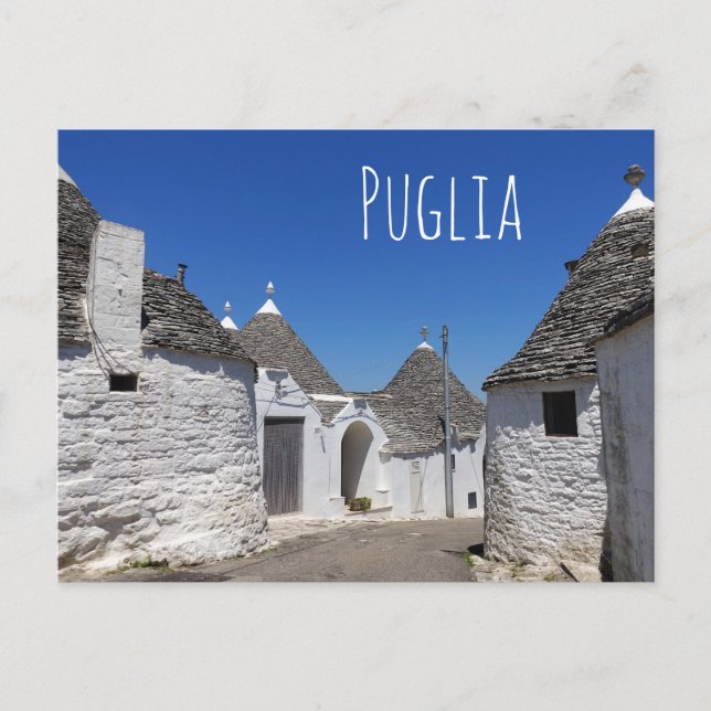 Trulli Häuser in Alberobello, Apulien Text Postkar Postkarte (Vorderseite)