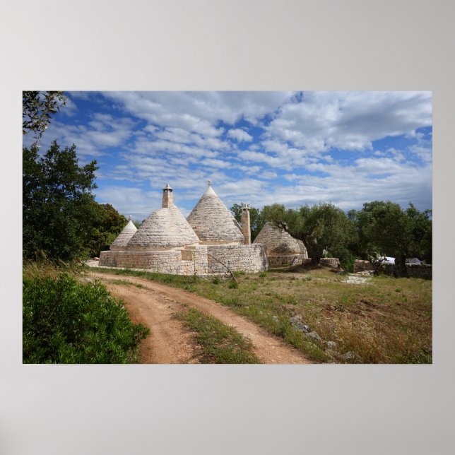 Trulli-Häuser in Apulien Poster (Vorne)