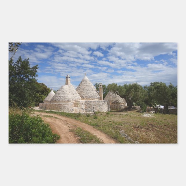 Trulli-Häuser in Apulien Rechteckiger Aufkleber (Vorderseite)