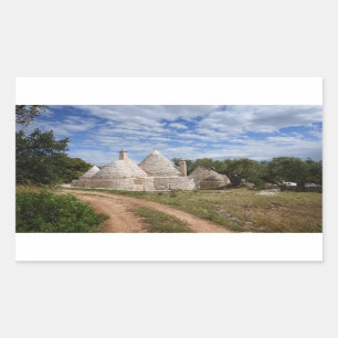 Trulli Häuser in Puglia/in Apulien Rechteckiger Aufkleber