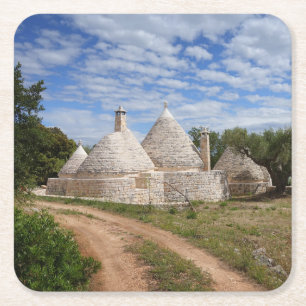 Trulli Häuser in Puglia/in Apulien Rechteckiger Pappuntersetzer