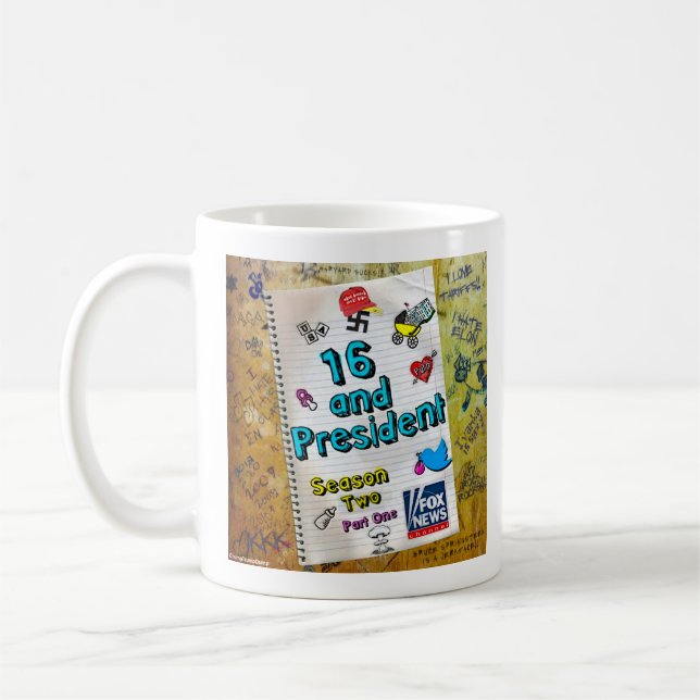 TRUMP "16 UND PRÄSIDENT" KAFFEETASSE (Links)