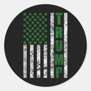 Trump 2020 American Flag Vintag St. Patricks Day Runder Aufkleber