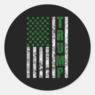 Trump 2020 American Flag Vintag St. Patricks Day Runder Aufkleber