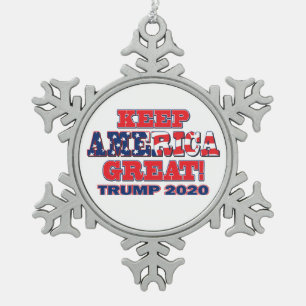 Trump 2020: Amerika groß erhalten Schneeflocken Zinn-Ornament