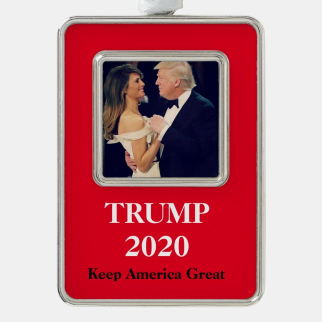 Trump 2020 Behielt Amerika groß Rahmen-Ornament Silber (Vorderseite)
