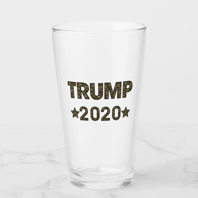 Trump 2020 Camouflage-Briefe Glas (Vorderseite)