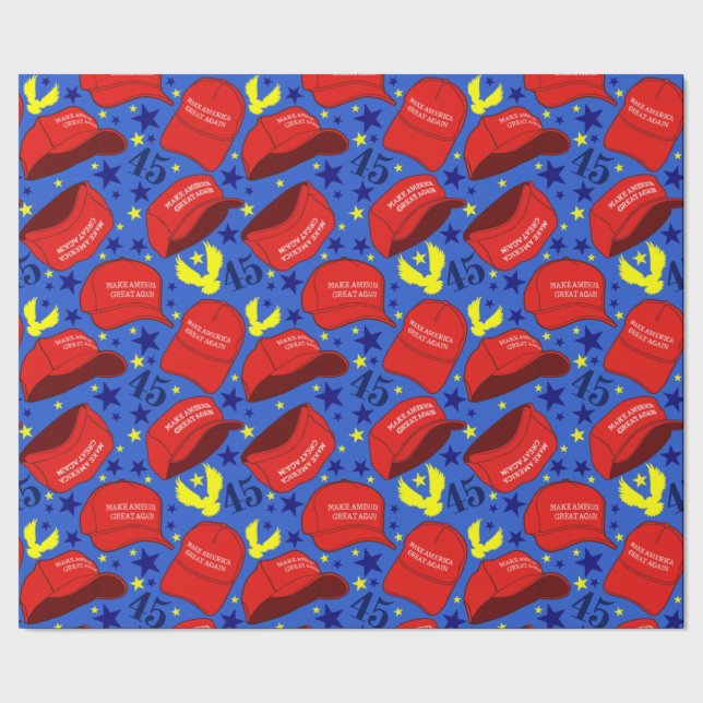 Trump 2020 MAGA Hat Pattern - Blue - Geschenkpapier (Saum)