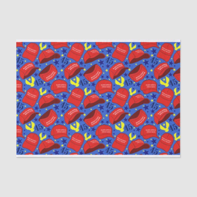 Trump 2020 MAGA Hat Pattern - Blue - Seidenpapier (Vorderseite)