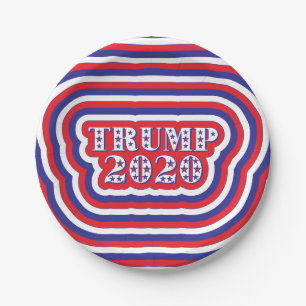 Trump 2020 Patriotic Red White Blue Stripes Pappteller