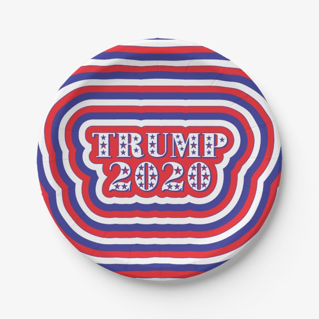 Trump 2020 Patriotic Red White Blue Stripes Pappteller (Vorderseite)