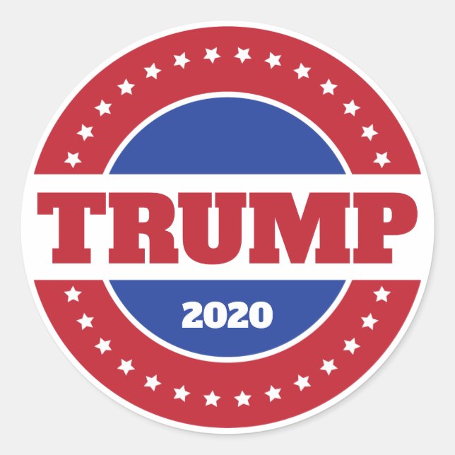 Trump 2020 Red White & Blue Runder Aufkleber (Vorderseite)