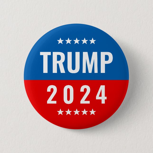Trump 2020 Rot und Blau mit Sternen Button (Vorderseite)