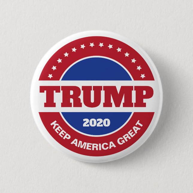 Trump 2020 Rot Weiß und Blau Button (Vorderseite)