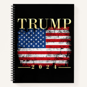 Trump 2020 - Vintage Flagge mit edlem Gold Notizbuch
