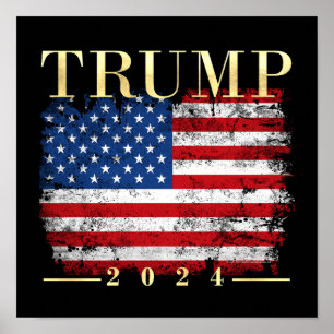 Trump 2020 - Vintage Flagge mit edlem Gold Poster