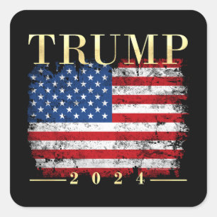 Trump 2020 Vintage Goldflagge Quadratischer Aufkleber