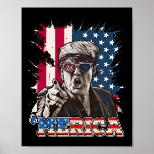 Trump 2024 4. Juli Patriotische amerikanische Flag Poster