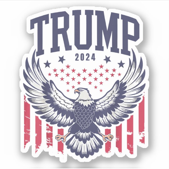 Trump 2024 America Bald Eagle Pro Trump Aufkleber (Vorderseite)