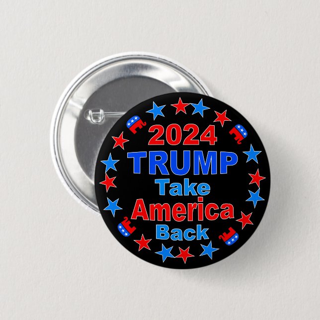 TRUMP 2024: Amerika zurück Button (Vorne & Hinten)