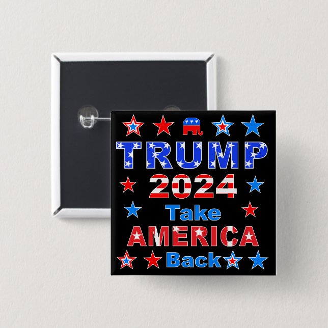 TRUMP 2024: AMERIKA zurück Button (Vorne & Hinten)