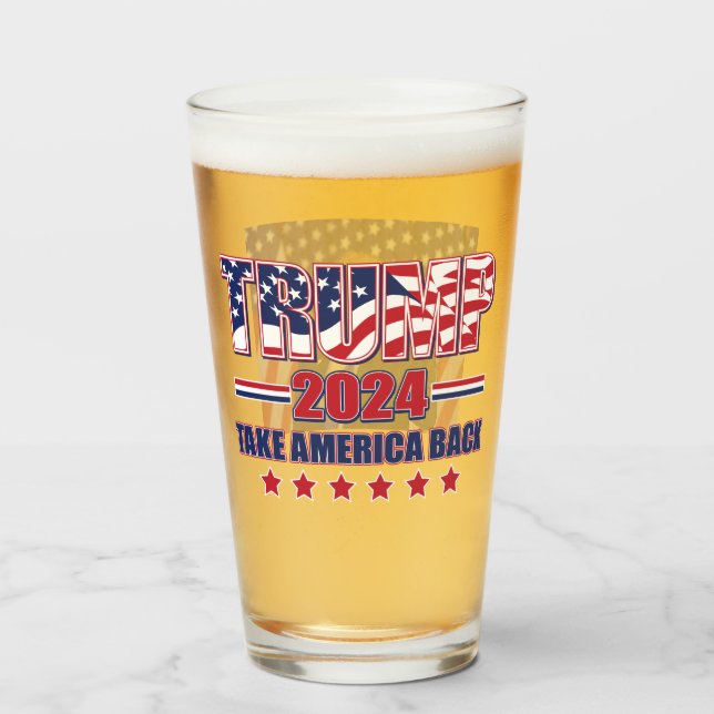 Trump 2024: Amerika zurück Glas (Vorne (Gefüllt))