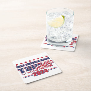 Trump 2024: Amerika zurück Rechteckiger Pappuntersetzer