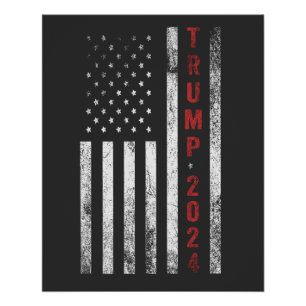 Trump 2024 Amerikanische Flagge Abgenutzt Vintage Poster
