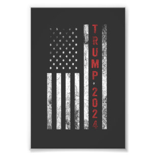 Trump 2024 Amerikanische Flagge Distressed Vintage Fotodruck