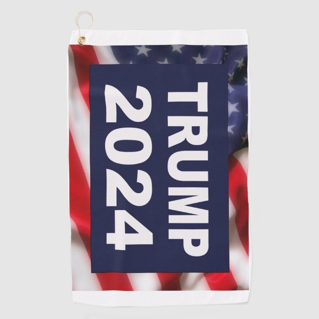 Trump 2024 Amerikanische Flagge Golfhandtuch (Vorderseite)