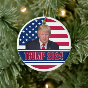 Trump 2024 Amerikanische Flagge Keramik Ornament