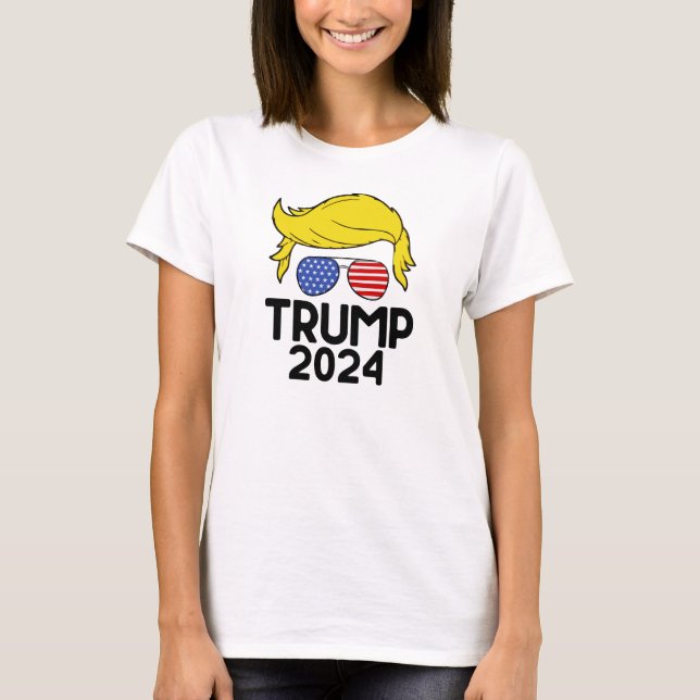Trump 2024 Amerikanische Flagge T-Shirt (Vorderseite)