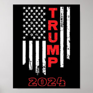 Trump 2024 Amerikanisches Flag Adult Short Sleeve  Poster